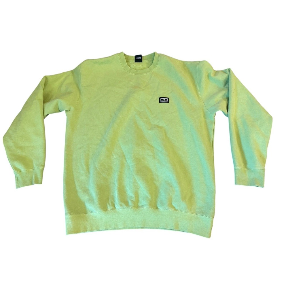 Obey Men's Box Crewneck Sweatshirt All Eyez II Key Lime Size Large